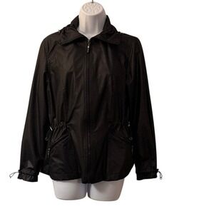 Zenergy by Chico's Black Textured Lightweight Jacket with Drawstring Waist Sz 0